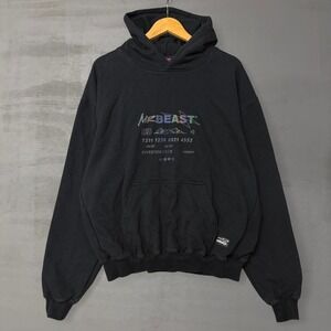 MrBeast‎ Hoodie Black Investor Club Holographic Graphic Pullover Large